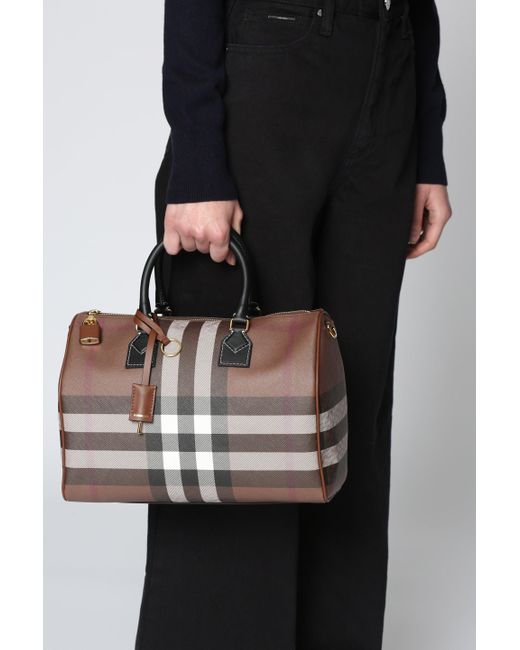 Burberry Brown Coated Canvas Medium Bowling Bag