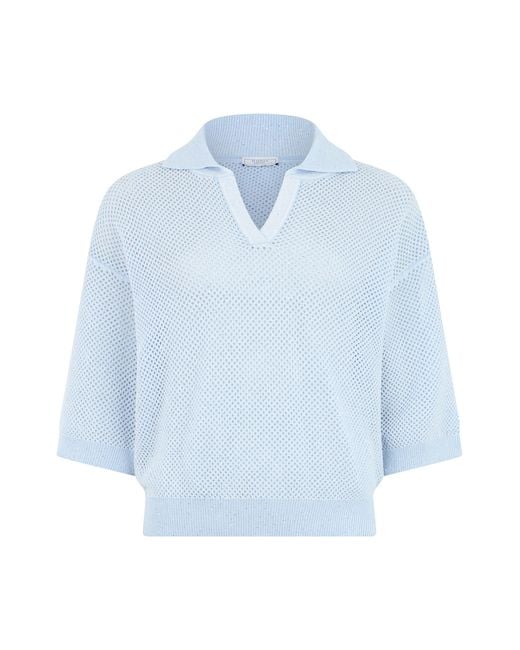 Peserico Blue Cotton Polo Sweater
