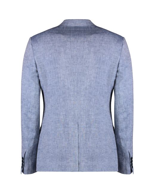 Dolce & Gabbana Blue Stylish Double-Breasted Linen Jacket For for men