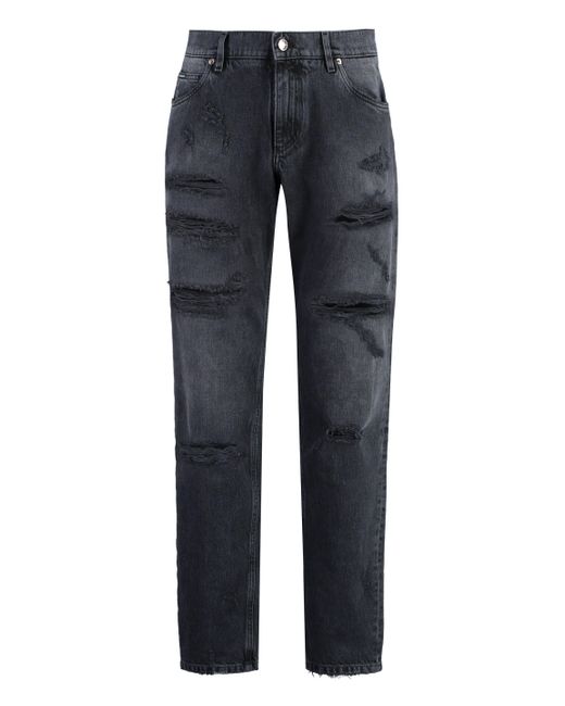 Jeans regular in cotone di Dolce & Gabbana in Blue da Uomo