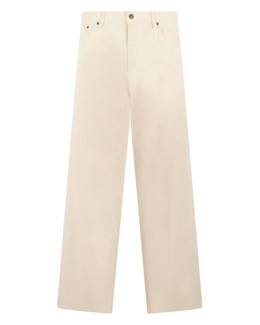 Valentino Garavani Natural Straight Cotton Trousers for men