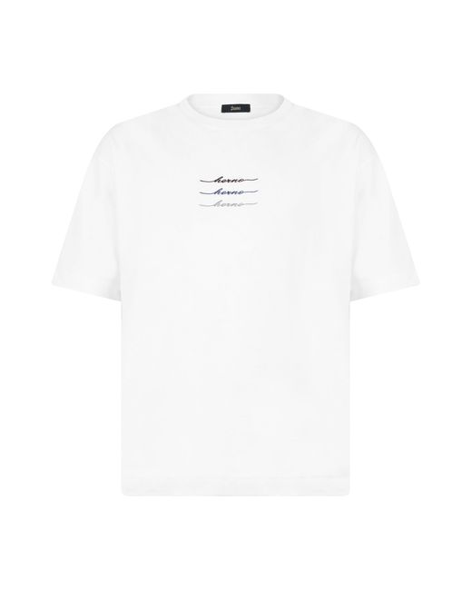 Herno White T-Shirt With Embroidered Logo for men