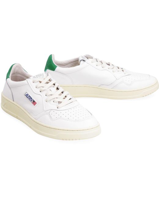 Autry White Medalist Leather Low-Top Sneakers for men