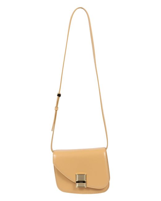 Ferragamo Natural Fiamma Leather Crossbody Bag