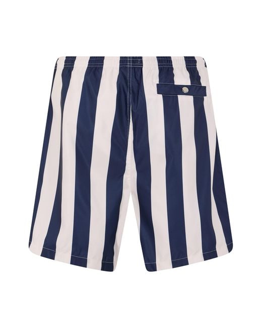 AMI Blue Striped Swim Shorts for men