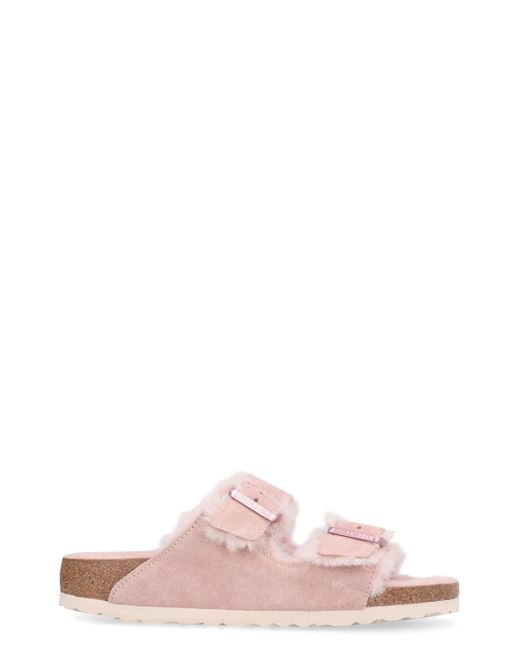 Birkenstock Arizona Shearling Suede Slides in Pink Lyst