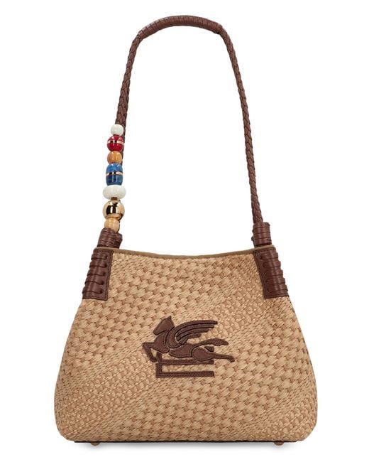 Etro Brown Small Raffia Shopping Bag Libra