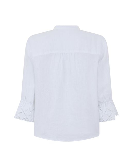 120% Lino White Linen Shirt With Buttons