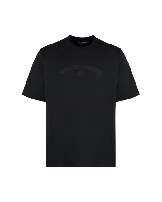 Dolce & Gabbana Black Cotton Crew-Neck T-Shirt for men