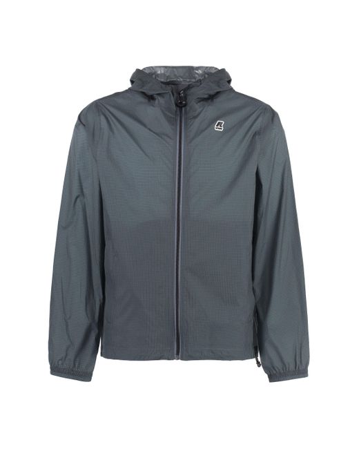 K-Way Gray Cleon Hooded Nylon Jacket for men