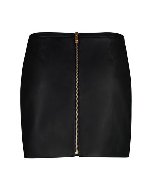 Versace Black Leather Mini Skirt