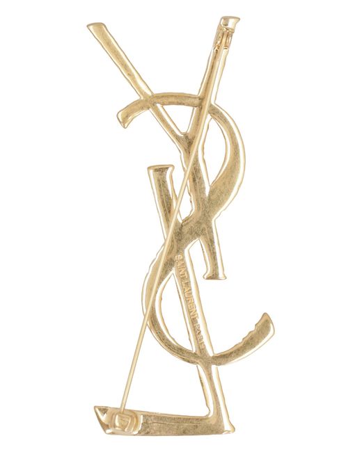 Saint Laurent Metallic Opyum Ysl-Tone Brass Brooch