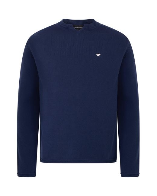 Emporio Armani Blue Cotton Sweater for men