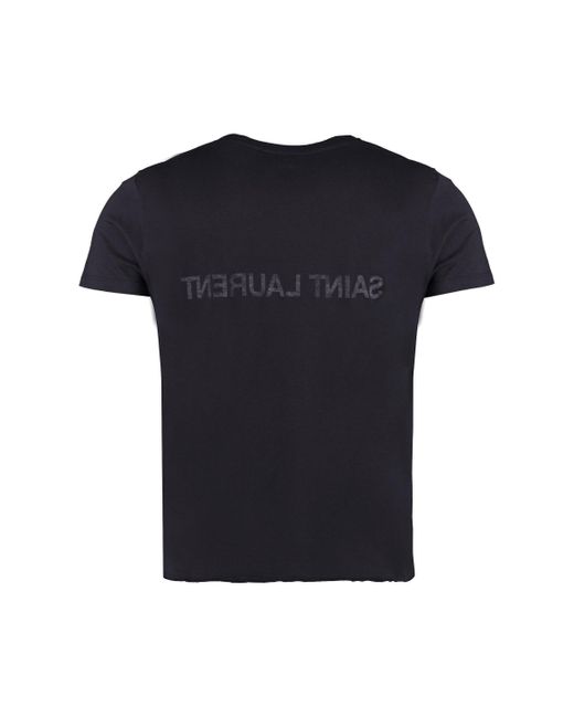 Saint Laurent Black Logo Cotton T-Shirt for men