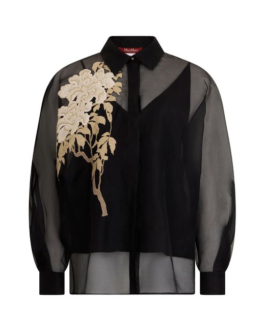 Max Mara Black Silk Chiffon Blouse