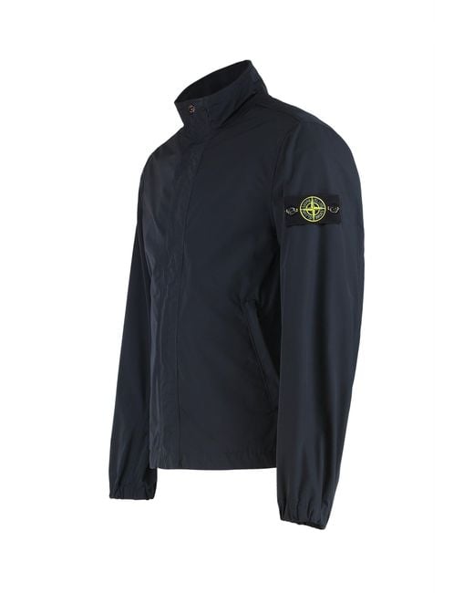 Stone Island Blue Windbreaker With Logo for men