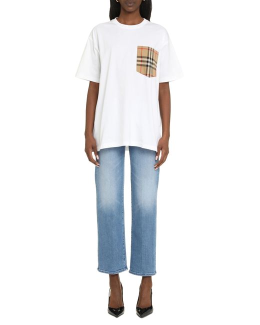 Burberry White Cotton Crew-Neck T-Shirt