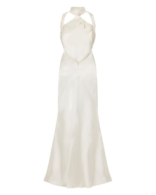 The Attico White Long Satin Dress