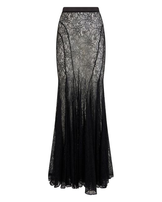 Elisabetta Franchi Black Long Lace Skirt