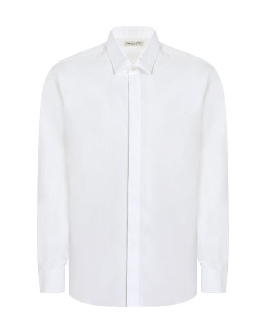 Camicia in cotone di Saint Laurent in White da Uomo