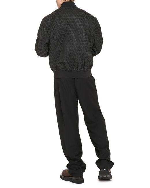 Valentino Garavani Black Nylon Bomber Jacket for men
