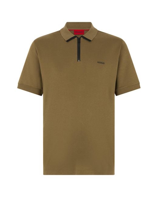 Boss Green Cotton Polo With Zipper for men