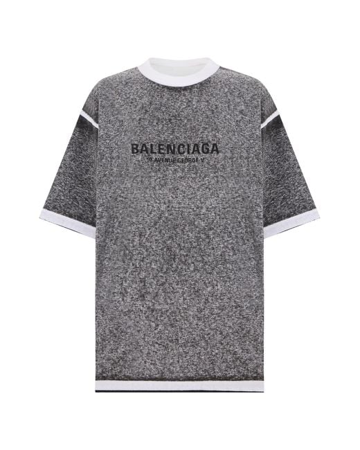 Balenciaga Gray T-Shirt With Contrast Collar for men