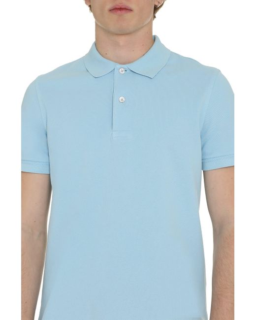Tom Ford Blue Cotton Piqué Polo Shirt for men