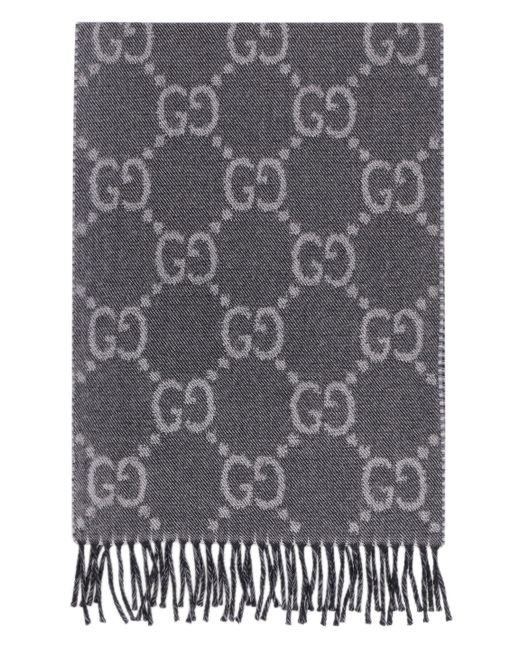 Gucci Gray Double Face Wool Scarf for men