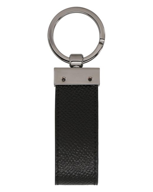 Dolce & Gabbana Black Leather Keyring With Logo for men