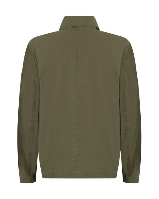 Stone Island Green Jacket With Zipper And Pockets for men