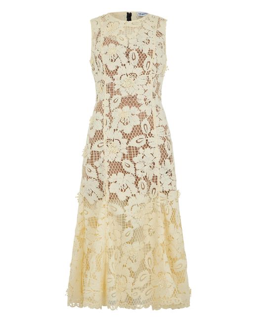 Self-Portrait Natural Floral Midi Dress