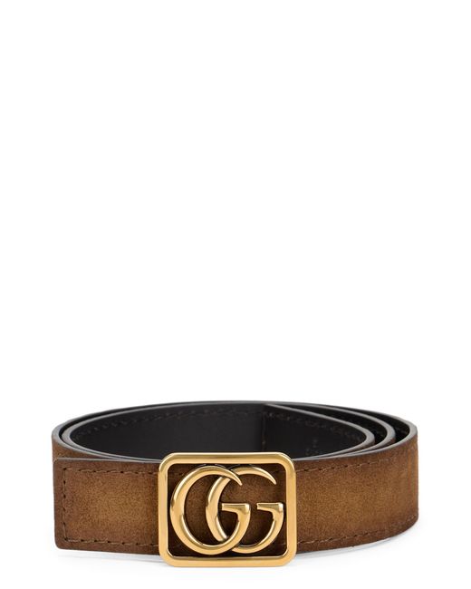 Gucci Brown Reversible Belt Double G for men