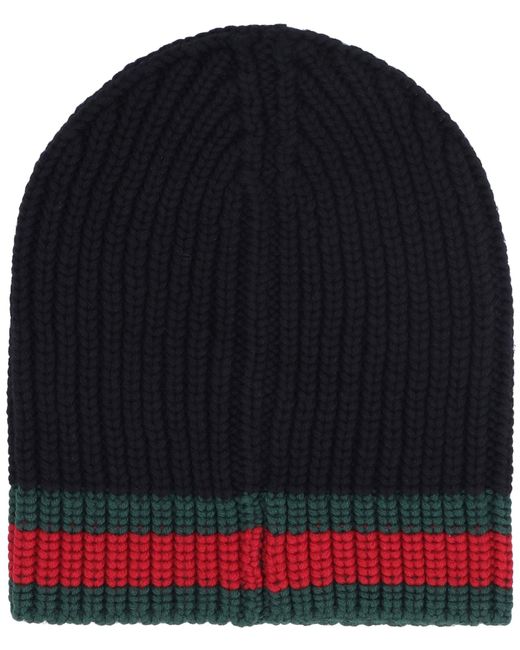 Gucci Blue Ribbed Knit Beanie
