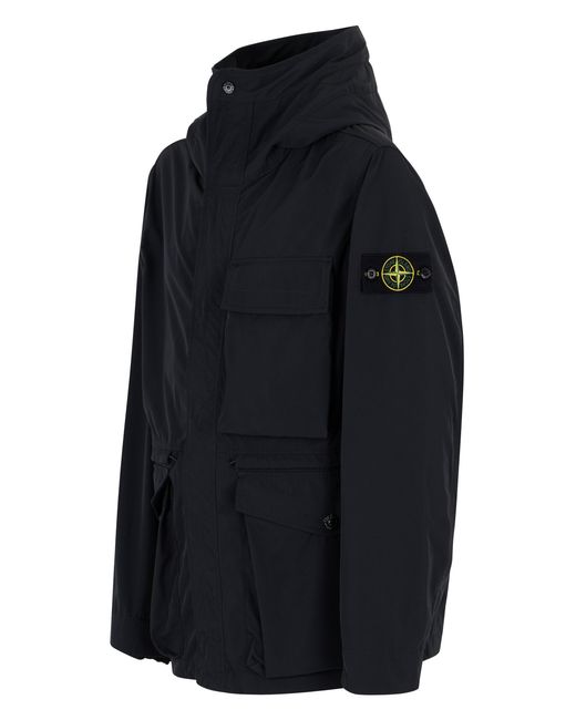 Stone Island Black Windbreaker With High Collar for men