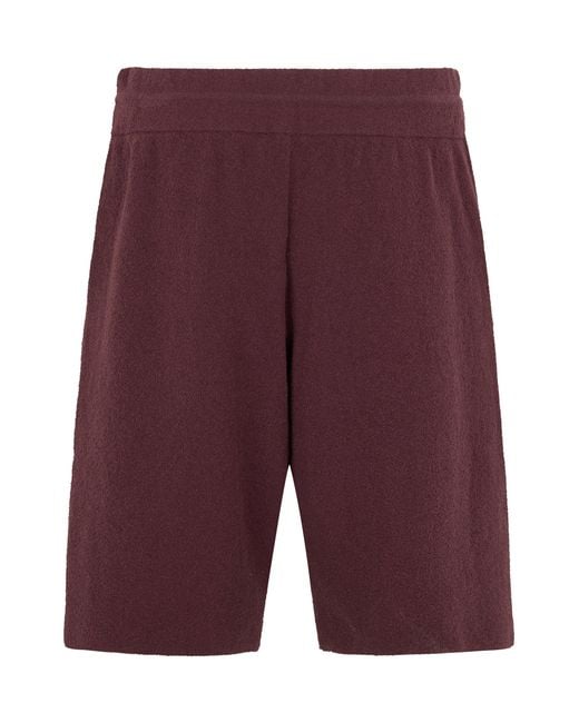 Roberto Collina Purple Sponge Bermuda With Drawstring for men