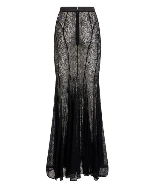 Elisabetta Franchi Black Long Lace Skirt