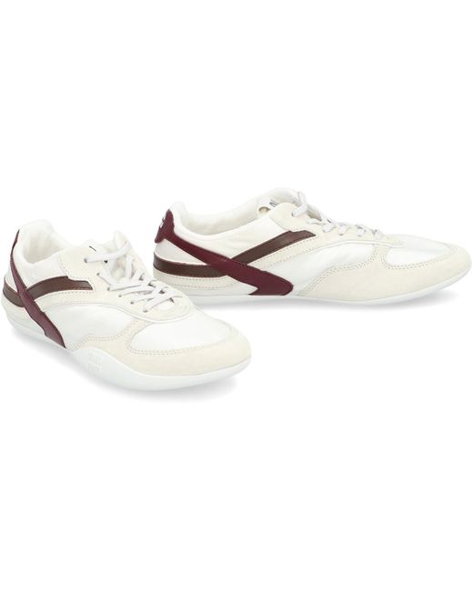 Sneakers in tessuto tecnico e pelle di Miu Miu in White