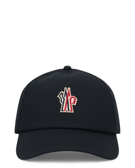 Moncler Black Cotton Cap With Logo for men
