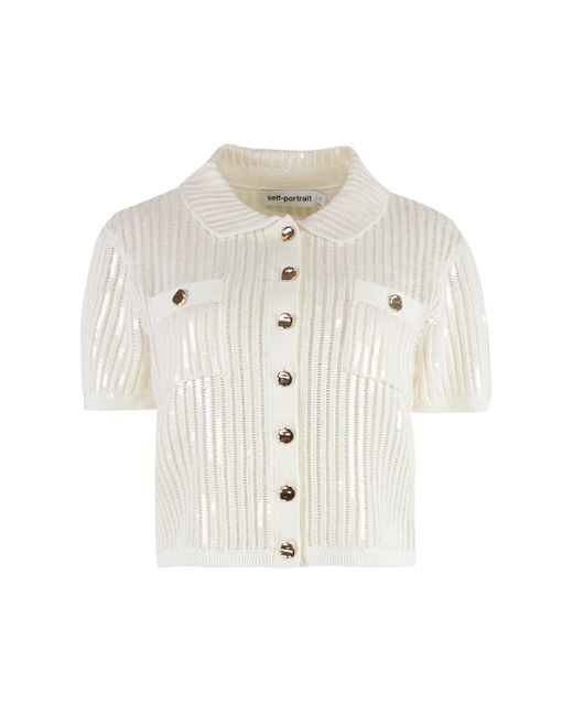 Self-Portrait White Knitted Top