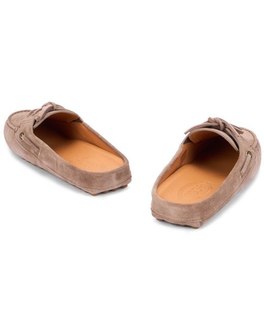 Tod's Brown Suede Moccasin Sandal