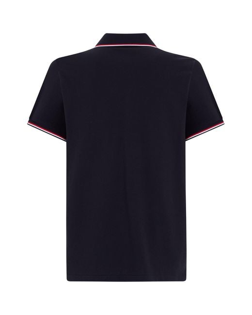 Moncler Black Pique Cotton Polo for men