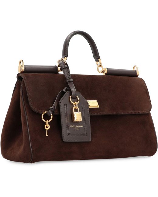 Dolce & Gabbana Brown My Sicily Suede Handbag