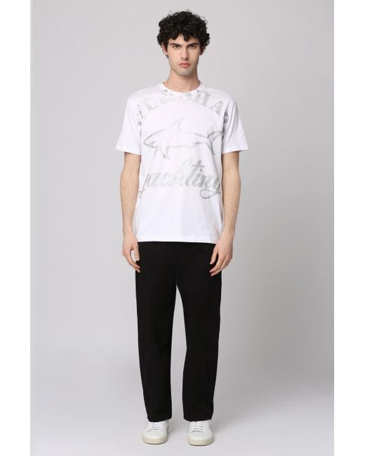 Paul & Shark White Logo Cotton T-Shirt for men