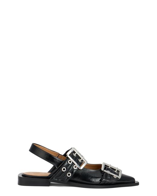 Ganni Black Flat Ballerinas With Buckle