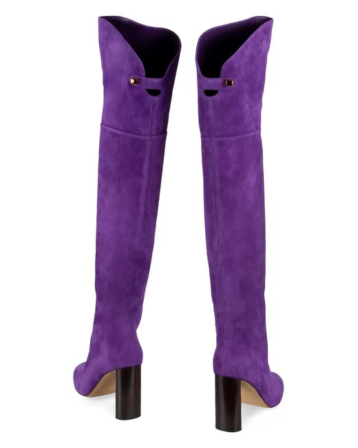 Maison Skorpios Purple Marylin Suede Knee High Boots