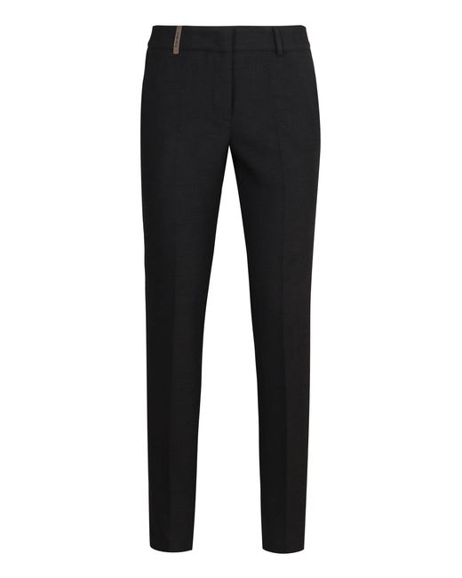 Peserico Black Slim Cotton Pants