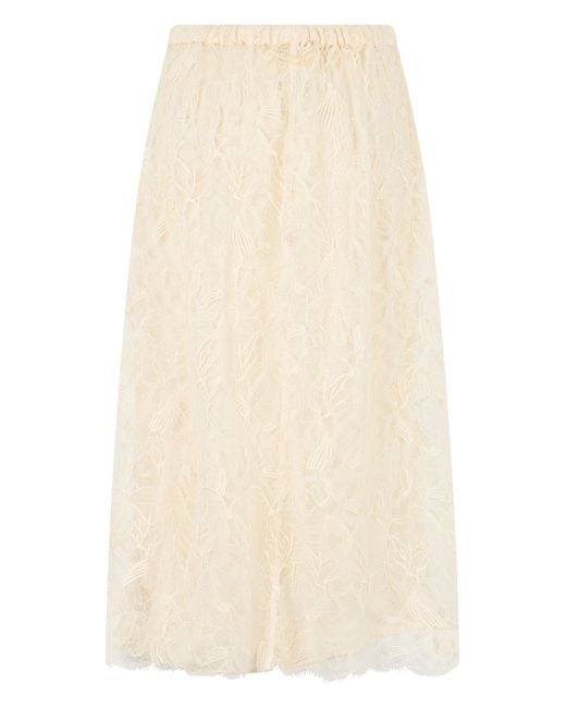 Fabiana Filippi Natural Midi Lace Dress With Elastic Waistband