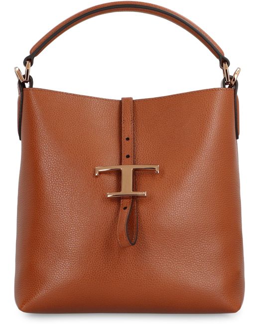 Tod's Brown T Timeless Leather Bucket Bag