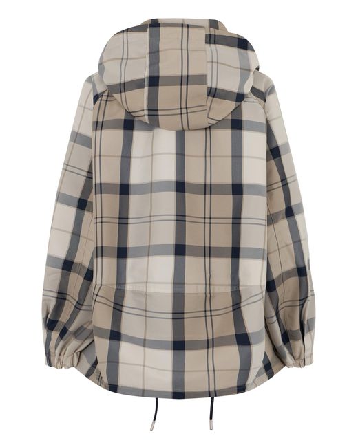 Barbour Gray Ballina Raincoat With Check Pattern